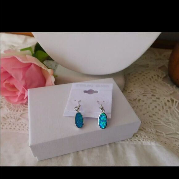 Tree of Life Sterling Silver Opal Pendant Necklace and Earrings Set 925 NWOT - Picture 9 of 9